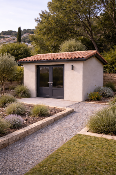 Abri de jardin bien intégré dans les Bouches-du-Rhones
